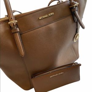 Authentic Micheal kors tan bag 3 piece set.